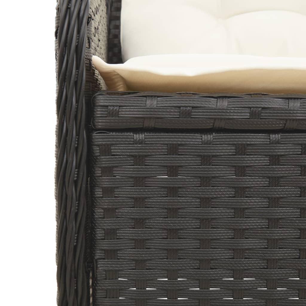 Salon de jardin 6 pcs avec coussins Noir Résine tressée
