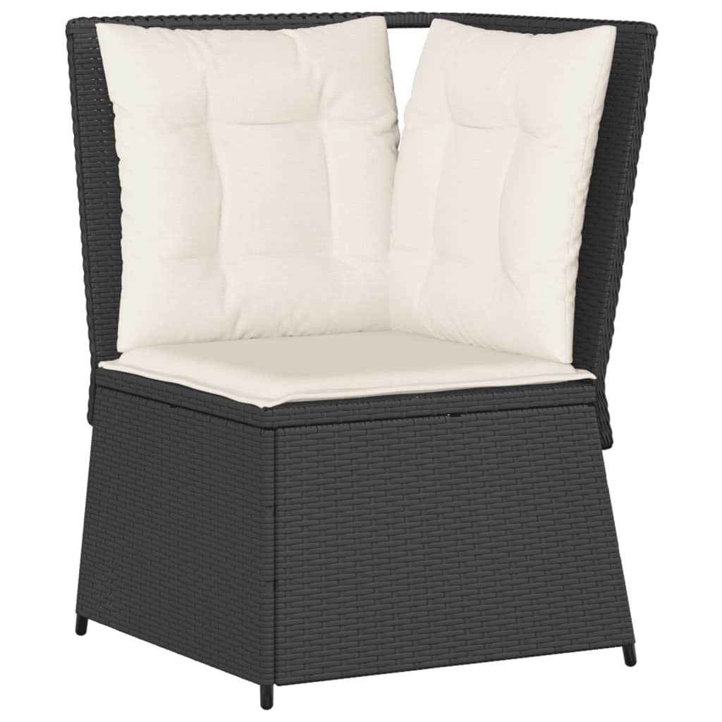 Salon de jardin 5 pcs avec coussins Noir Résine tressée