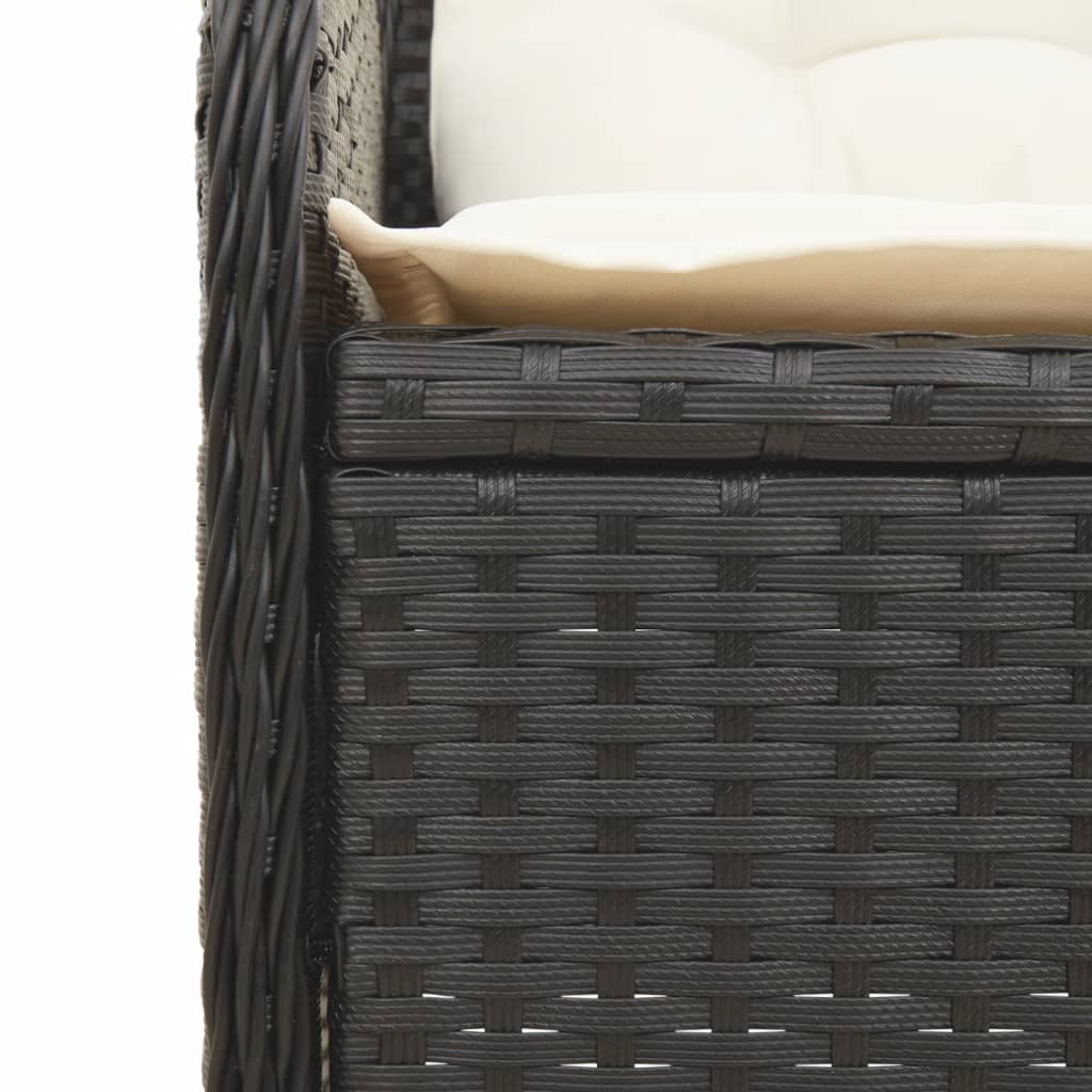 Salon de jardin 5 pcs avec coussins Noir Résine tressée