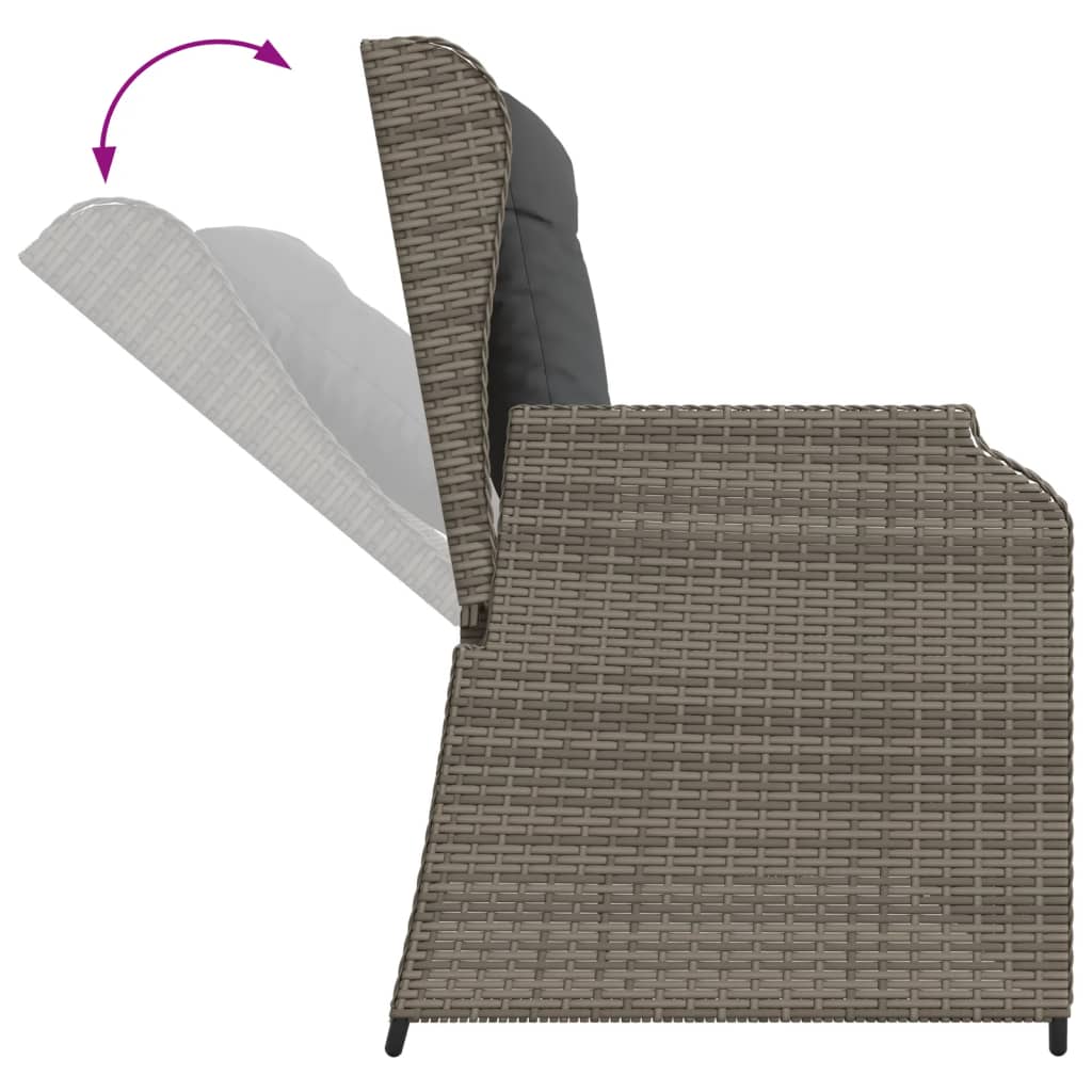 Salon de jardin 7 pcs avec coussins Gris Résine tressée