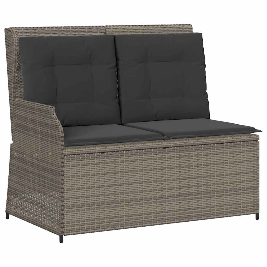 Salon de jardin 3 pcs avec coussins Gris Résine tressée
