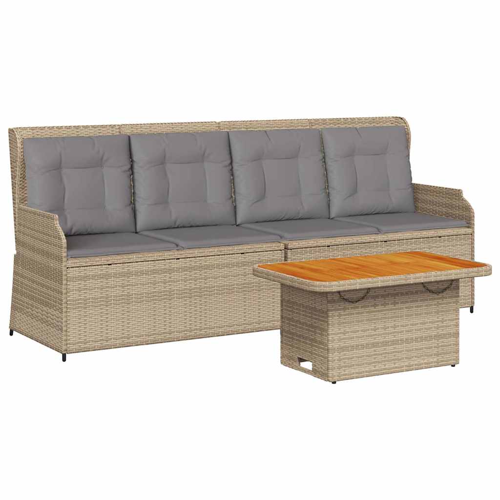 Salon de jardin avec coussins 3 pcs beige résine tressée
