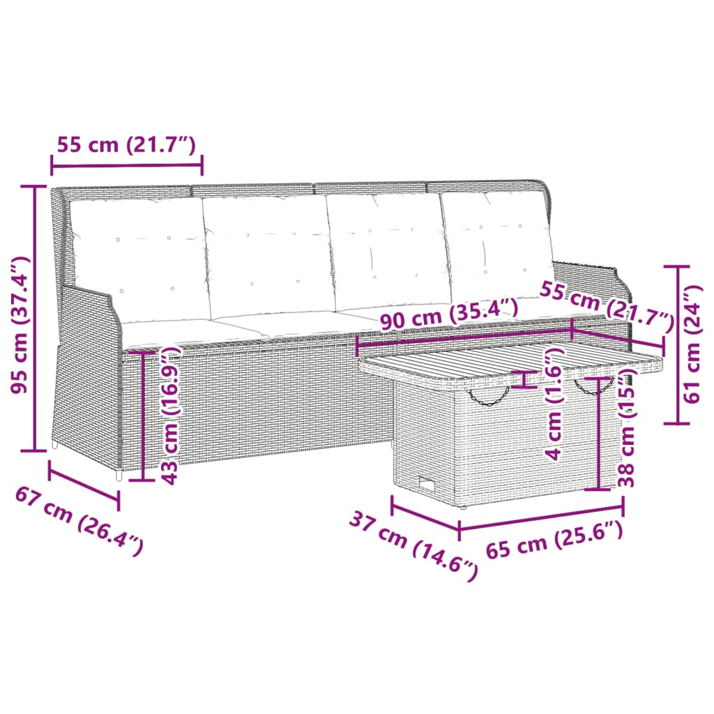 Salon de jardin avec coussins 3 pcs beige résine tressée
