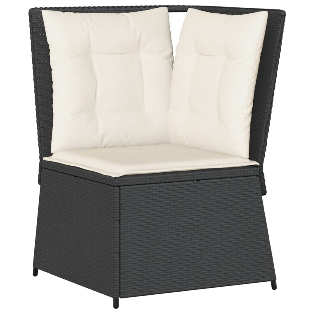 Salon de jardin 5 pcs avec coussins Noir Résine tressée