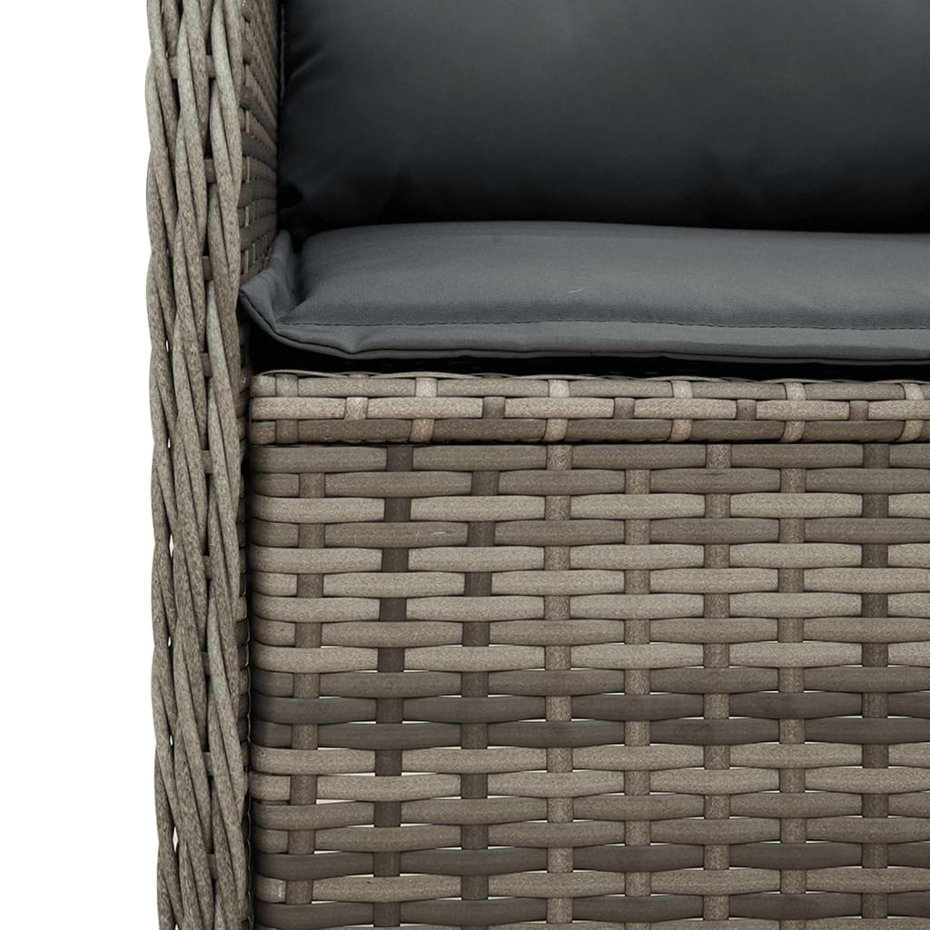 Salon de jardin 5 pcs avec coussins Gris Résine tressée