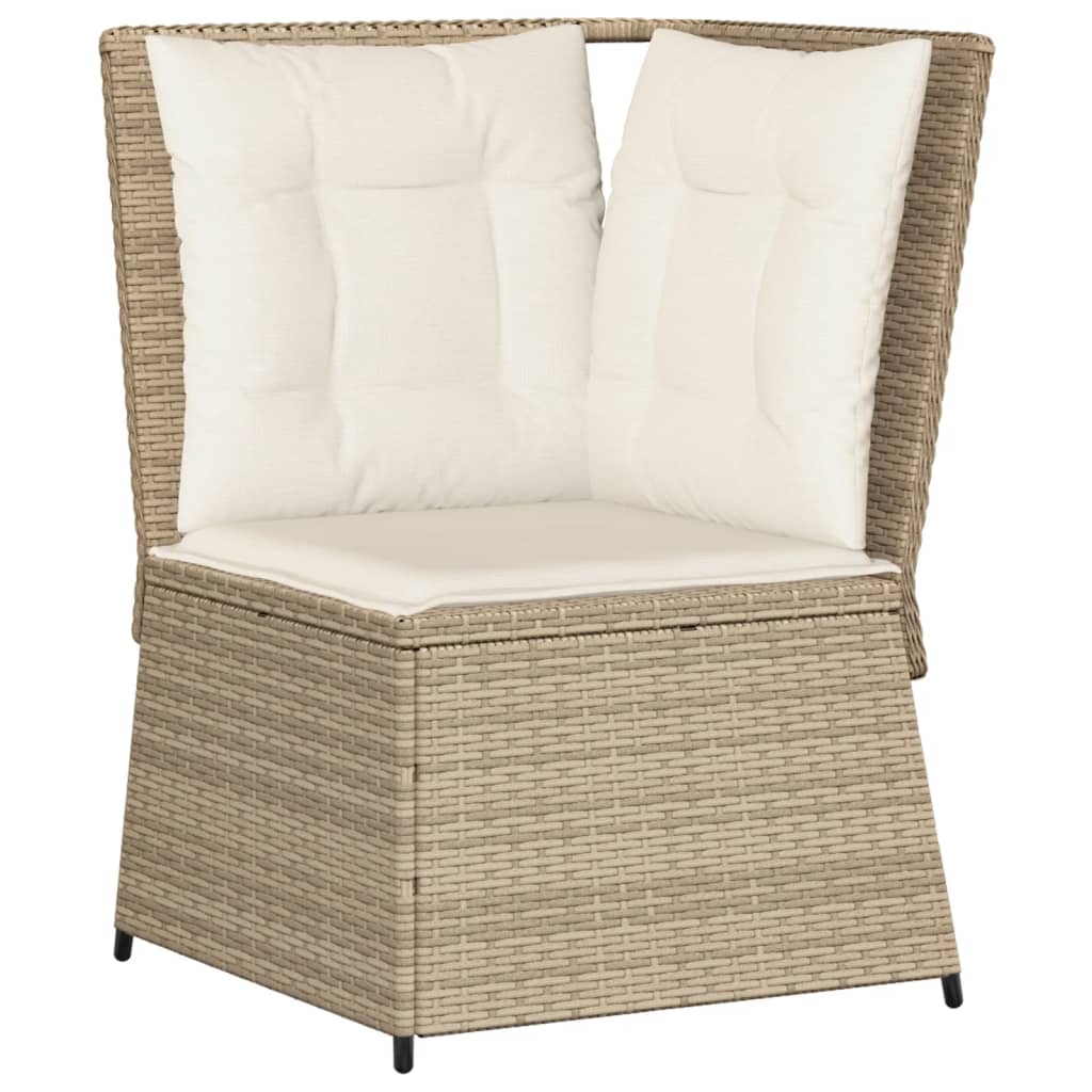 Salon de jardin avec coussins 5 pcs beige résine tressée
