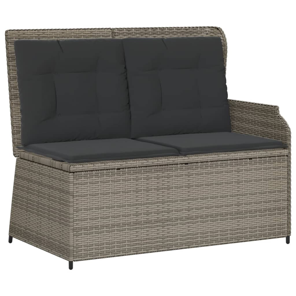 Salon de jardin avec coussins 3 pcs gris résine tressée