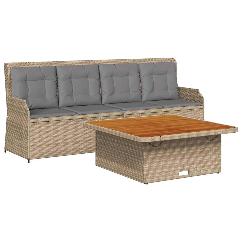 Salon de jardin avec coussins 3 pcs beige résine tressée