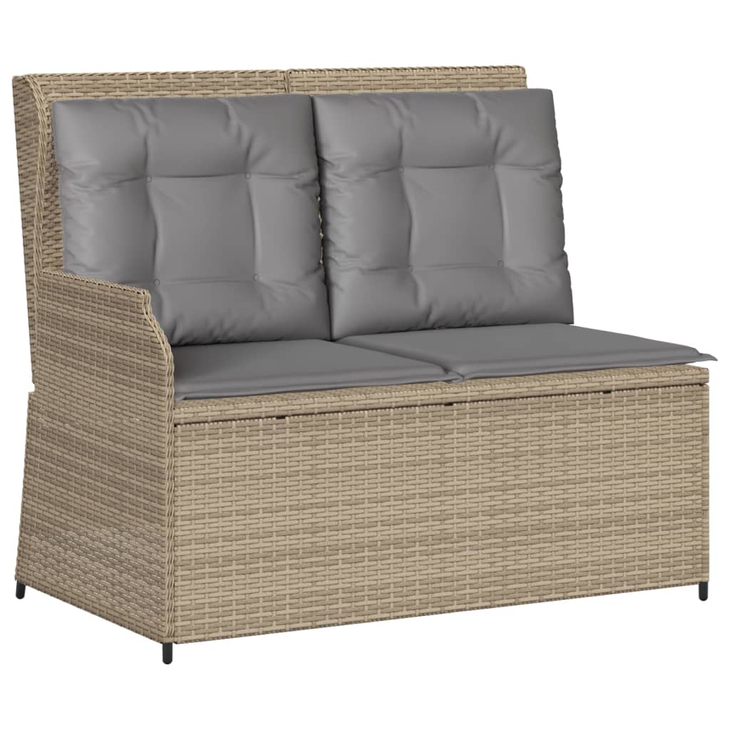 Salon de jardin avec coussins 3 pcs beige résine tressée