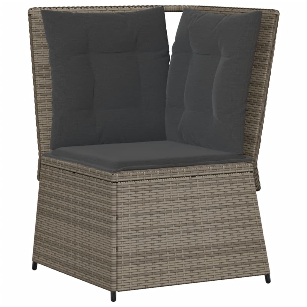 Salon de jardin 5 pcs avec coussins Gris Résine tressée