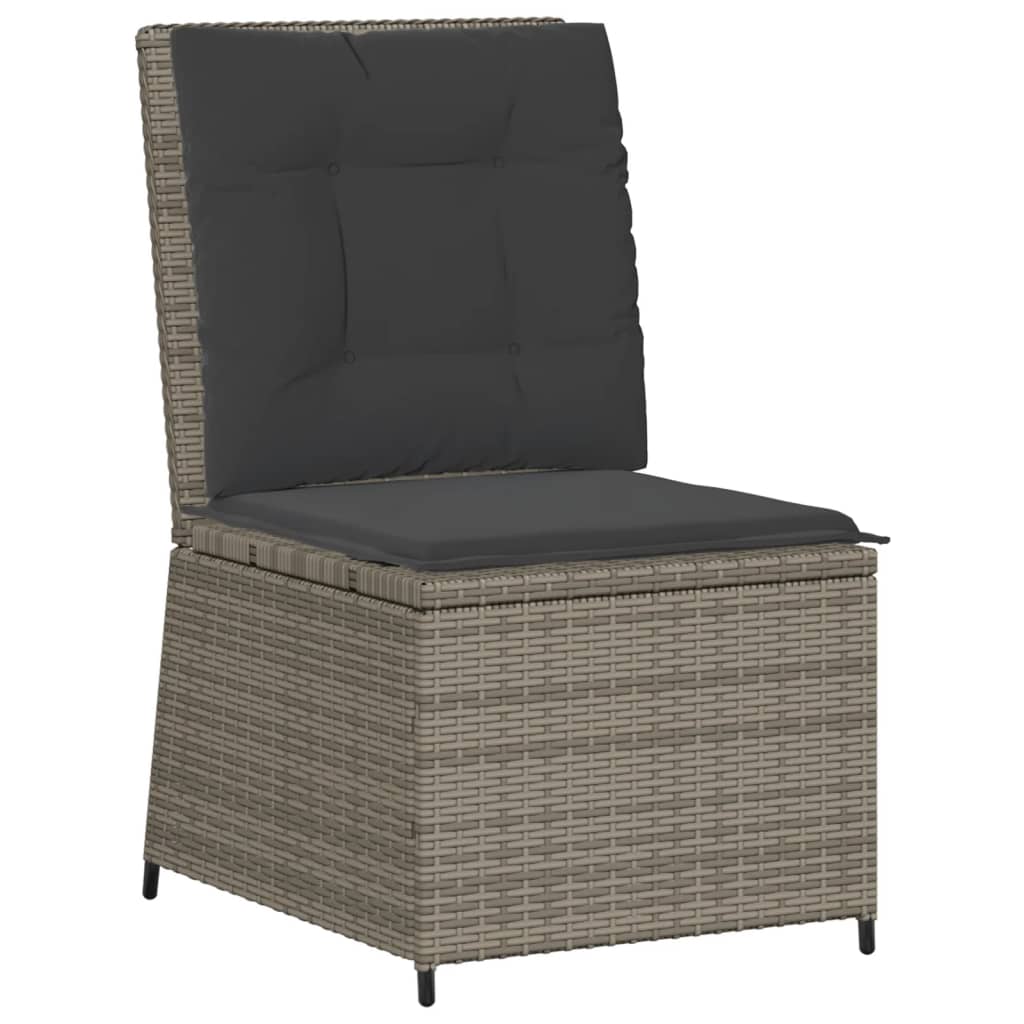 Salon de jardin 5 pcs avec coussins Gris Résine tressée