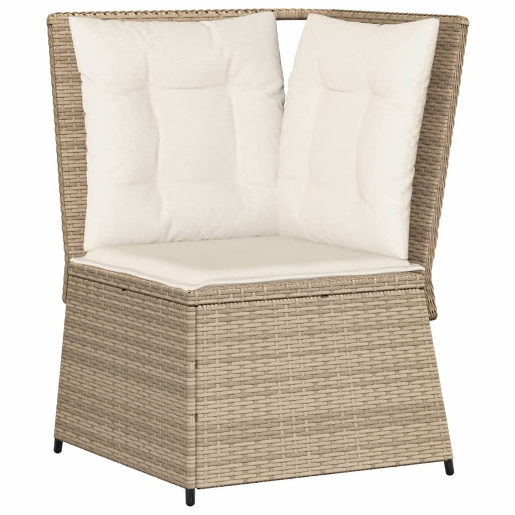 Salon de jardin avec coussins 5 pcs beige résine tressée