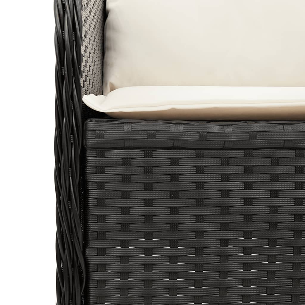 Salon de jardin 3 pcs avec coussins Noir Résine tressée