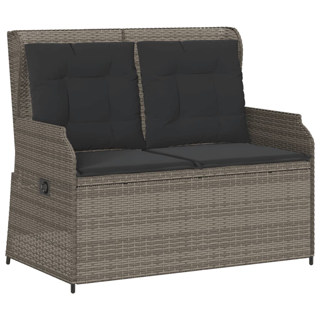 Salon de jardin 3 pcs avec coussins Gris Résine tressée