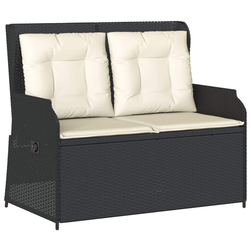 Salon de jardin 3 pcs avec coussins Noir Résine tressée