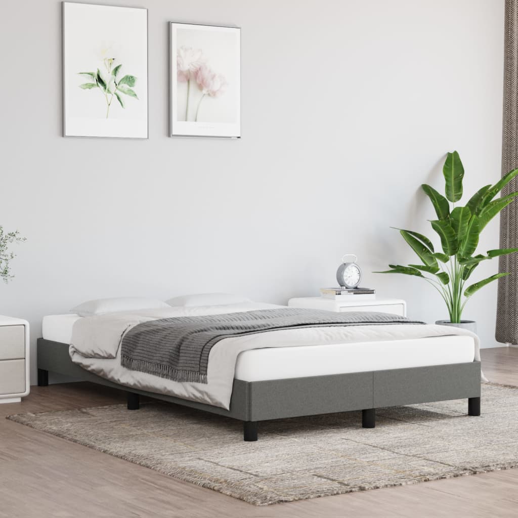 Cadre de lit sans matelas gris foncé 120x190 cm tissu - XIOS