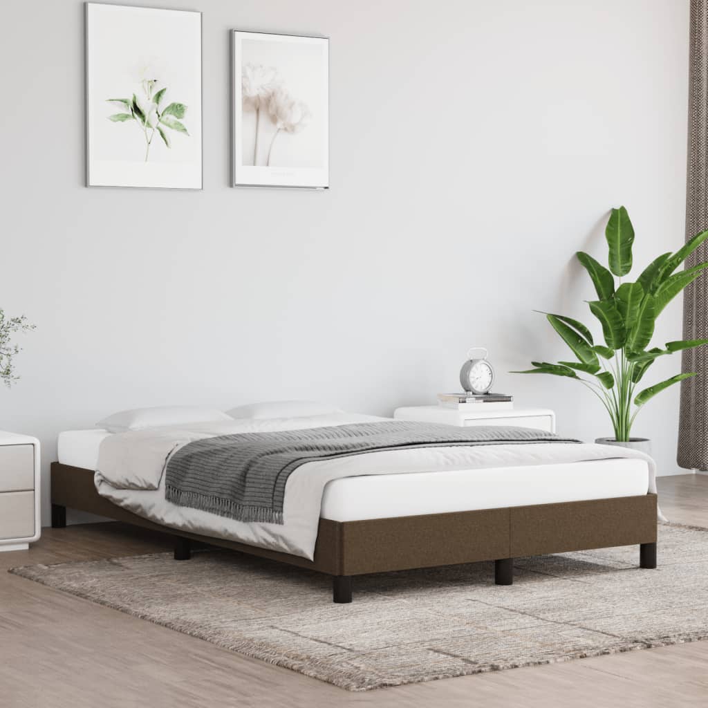 Cadre de lit sans matelas marron foncé 120x190 cm tissu - XIOS