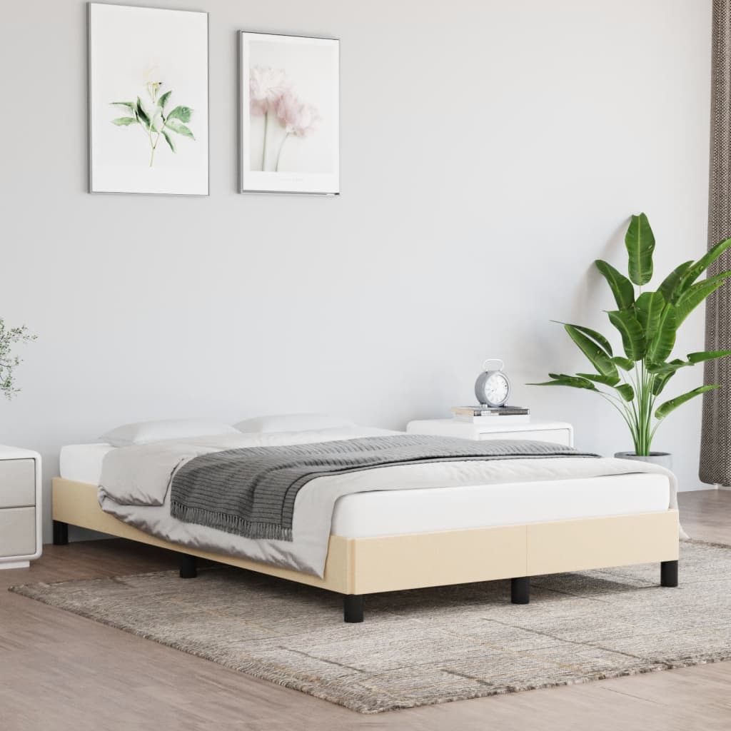Cadre de lit sans matelas crème 120x190 cm tissu - XIOS