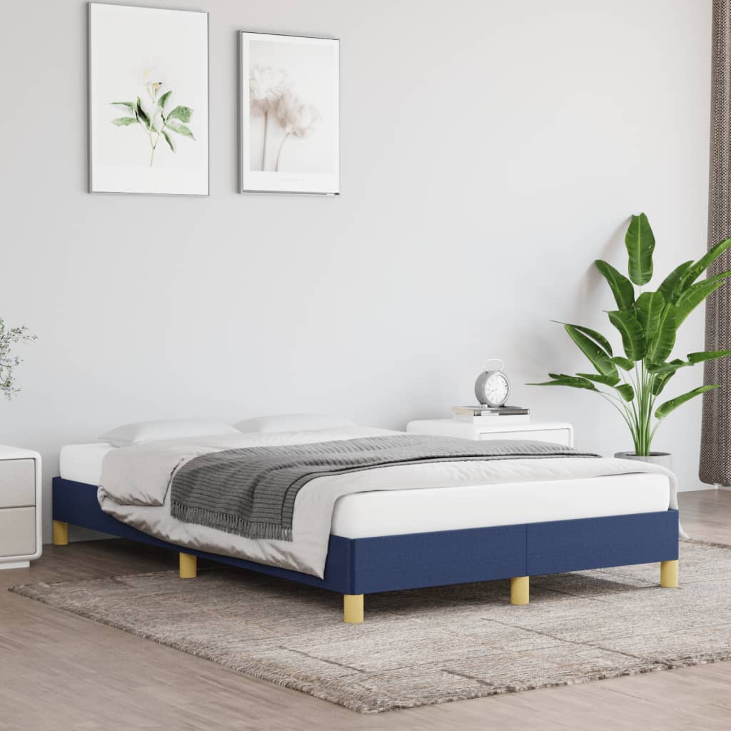 Cadre de lit sans matelas bleu 120x190 cm tissu - XIOS