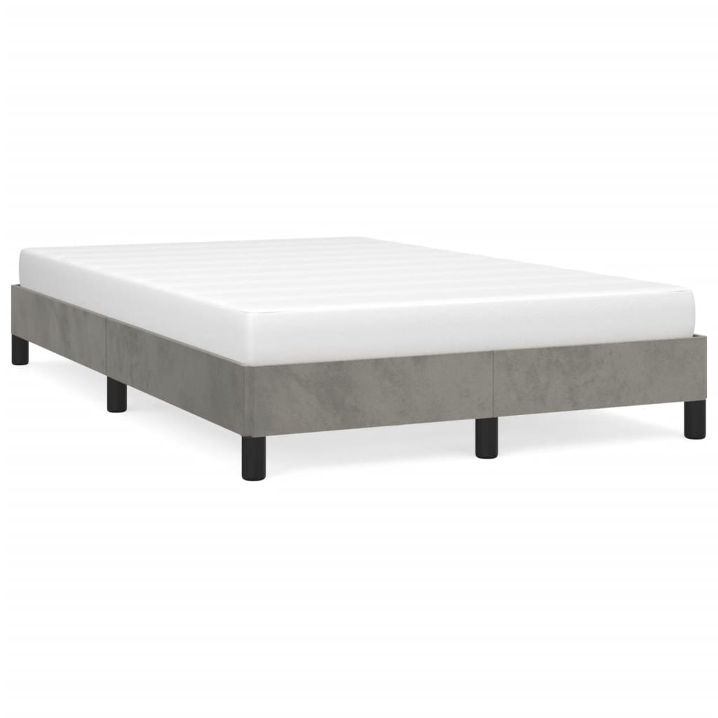Cadre de lit sans matelas gris clair 120x190 cm velours - XIOS