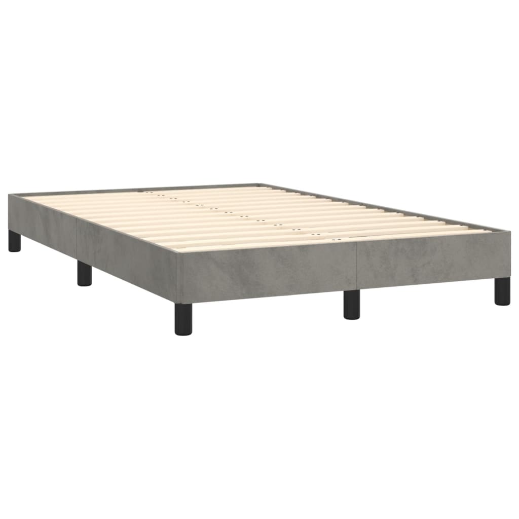 Cadre de lit sans matelas gris clair 120x190 cm velours - XIOS