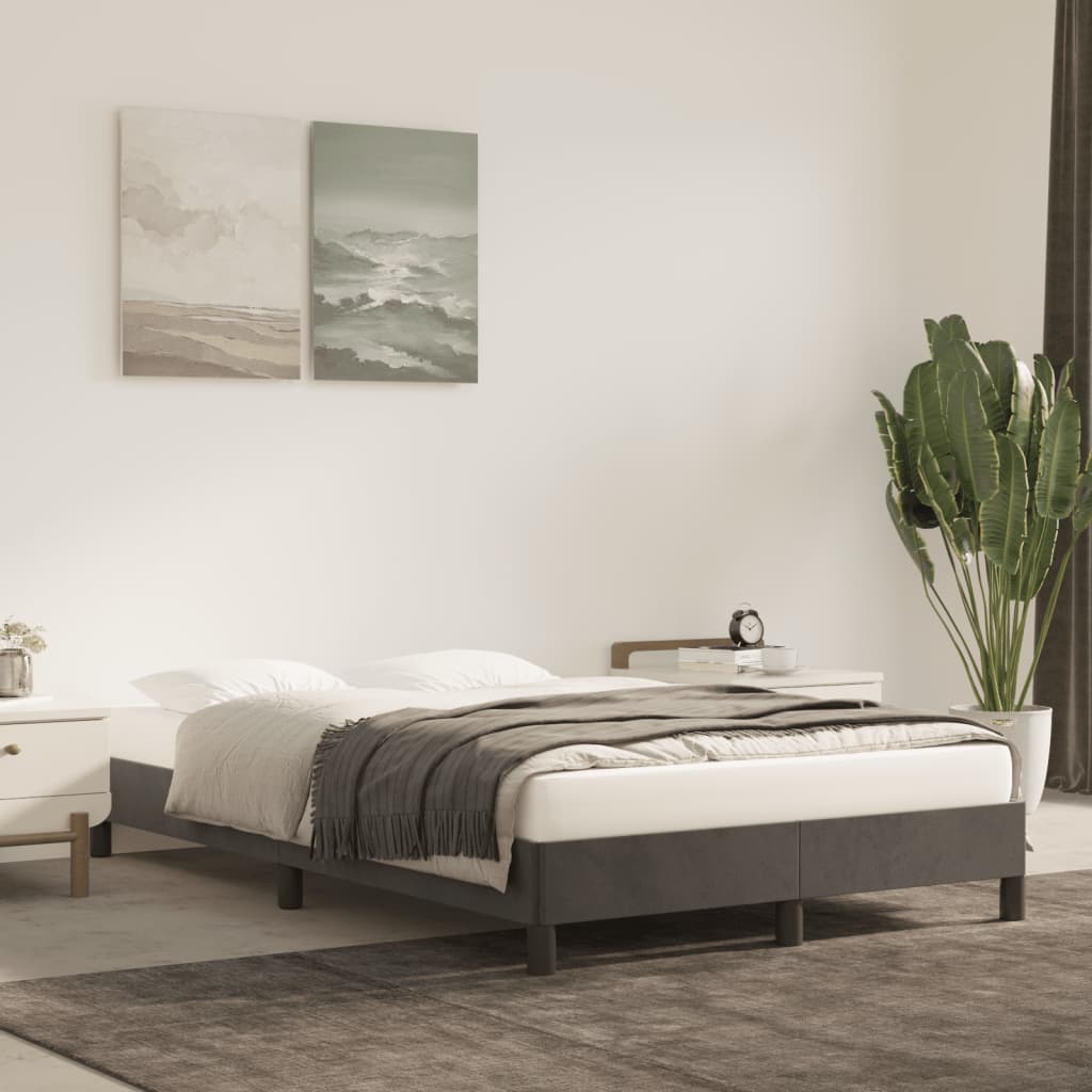 Cadre de lit sans matelas gris foncé 120x190 cm velours - XIOS
