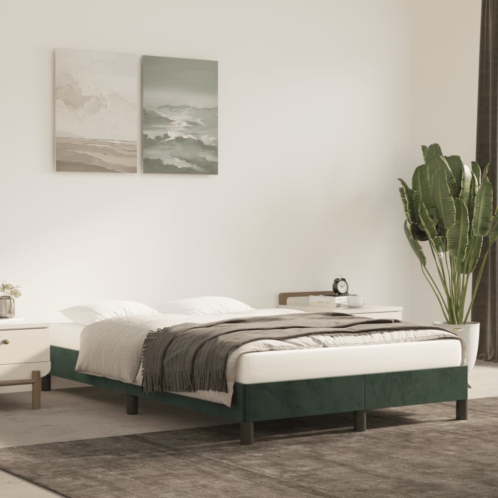 Cadre de lit sans matelas vert foncé 120x190 cm velours - XIOS