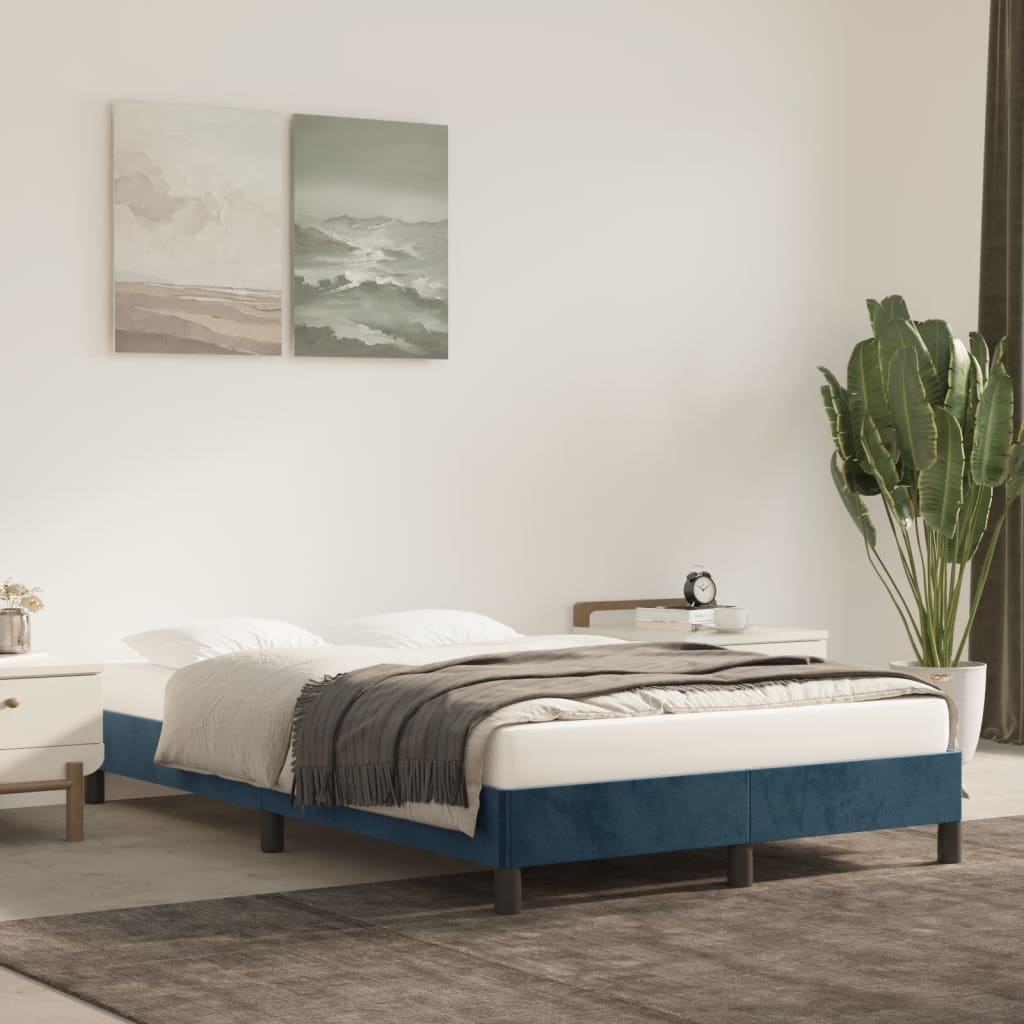 Cadre de lit sans matelas bleu foncé 120x190 cm velours - XIOS