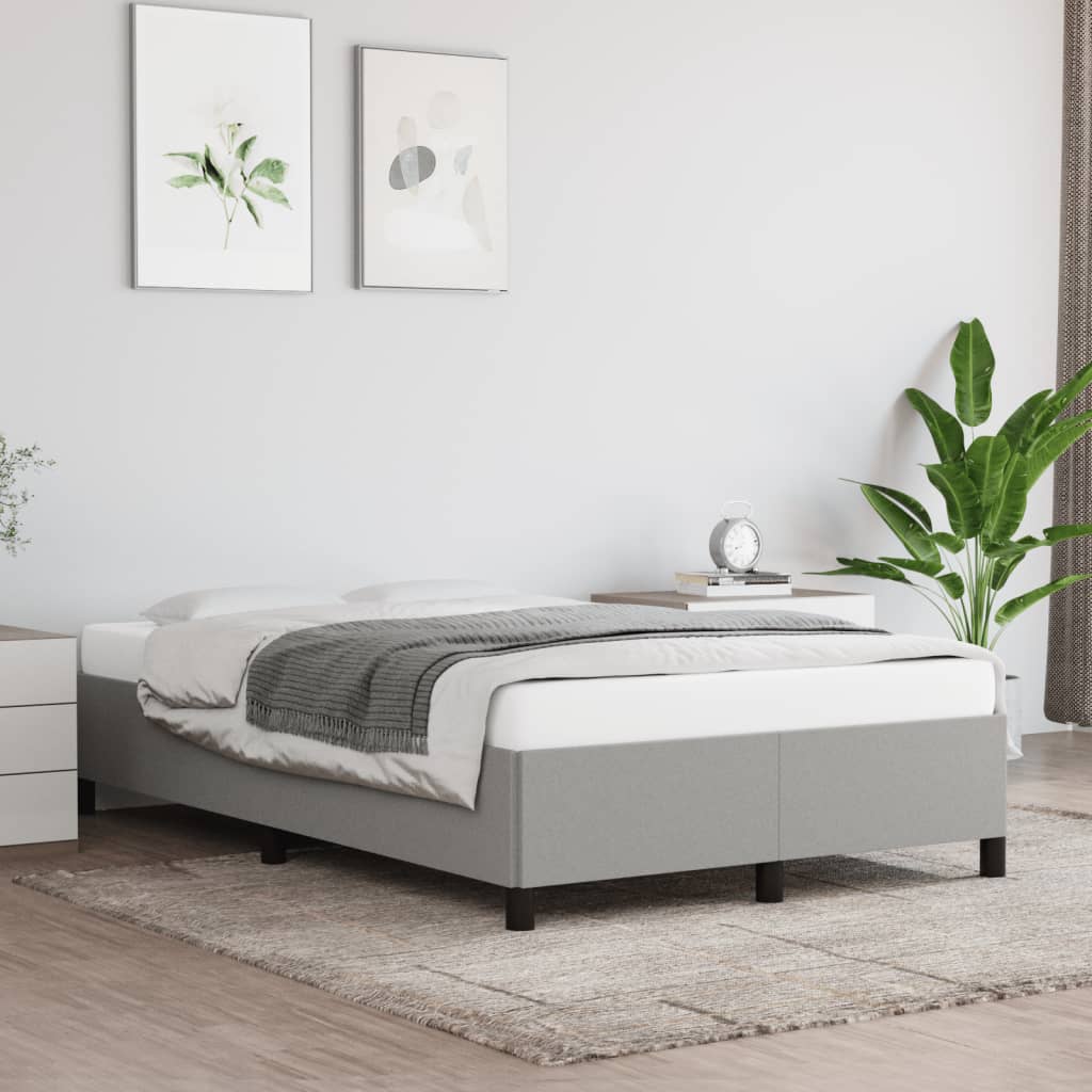 Cadre de lit sans matelas gris clair 120x190 cm tissu - XIOS