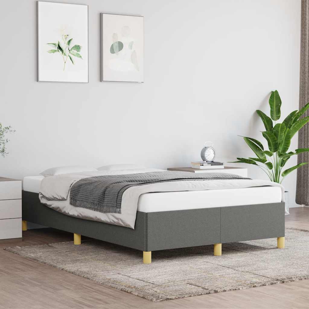 Cadre de lit sans matelas gris foncé 120x190 cm tissu - XIOS