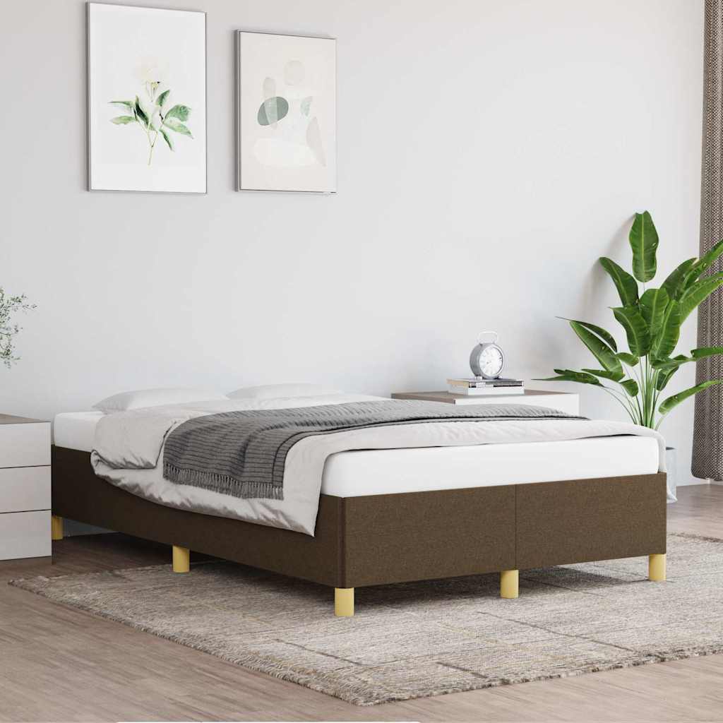 Cadre de lit sans matelas marron foncé 120x190 cm tissu - XIOS
