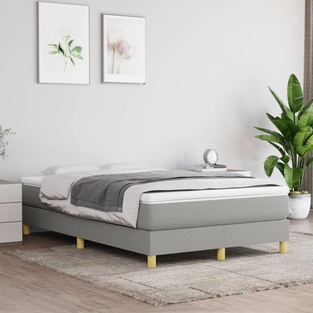 Sommier à lattes de lit et matelas gris clair 120x190 cm tissu - XIOS