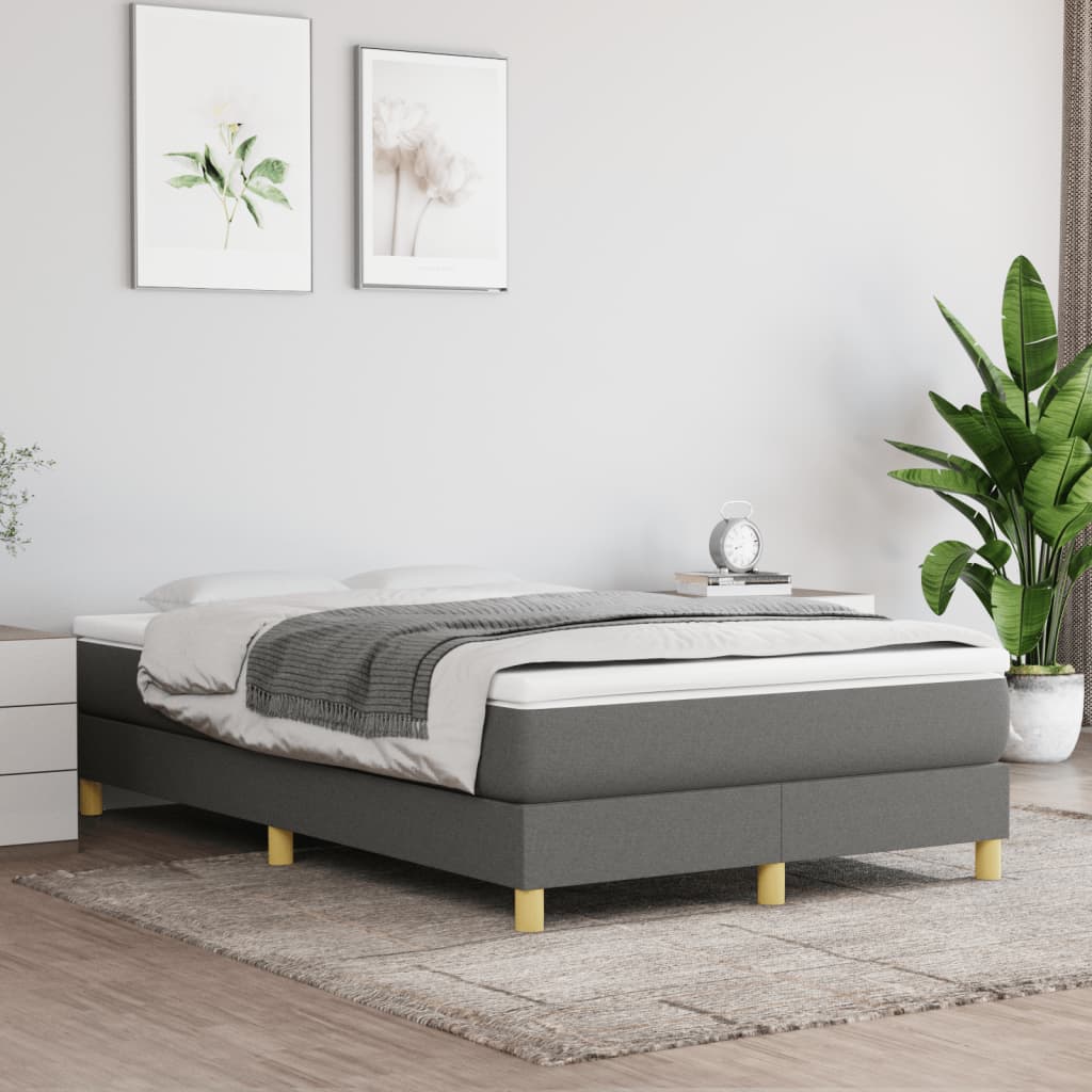 Sommier à lattes de lit avec matelas gris foncé 120x190cm tissu - XIOS