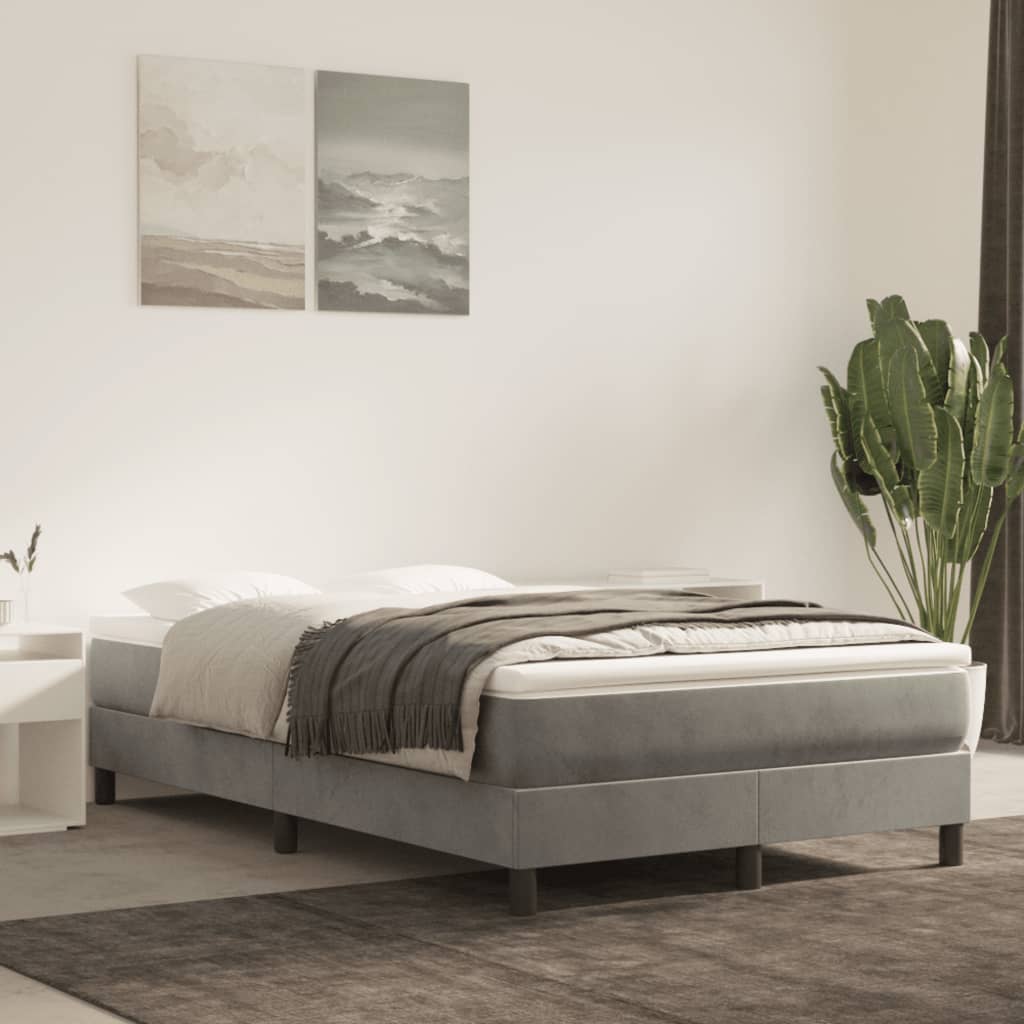 Sommier à lattes de lit et matelas gris clair 120x190cm velours - XIOS