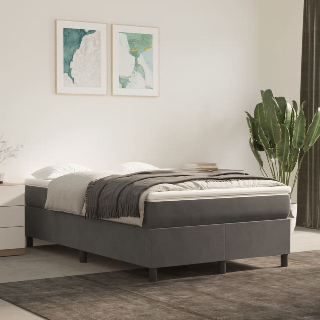 Sommier à lattes de lit et matelas gris foncé 120x190cm velours - XIOS