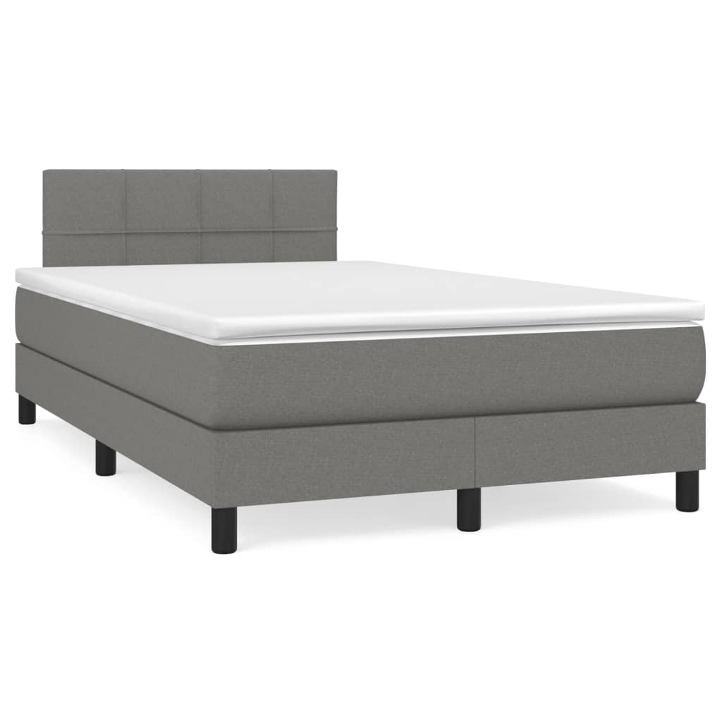 Sommier à lattes de lit avec matelas gris foncé 120x190cm tissu - XIOS