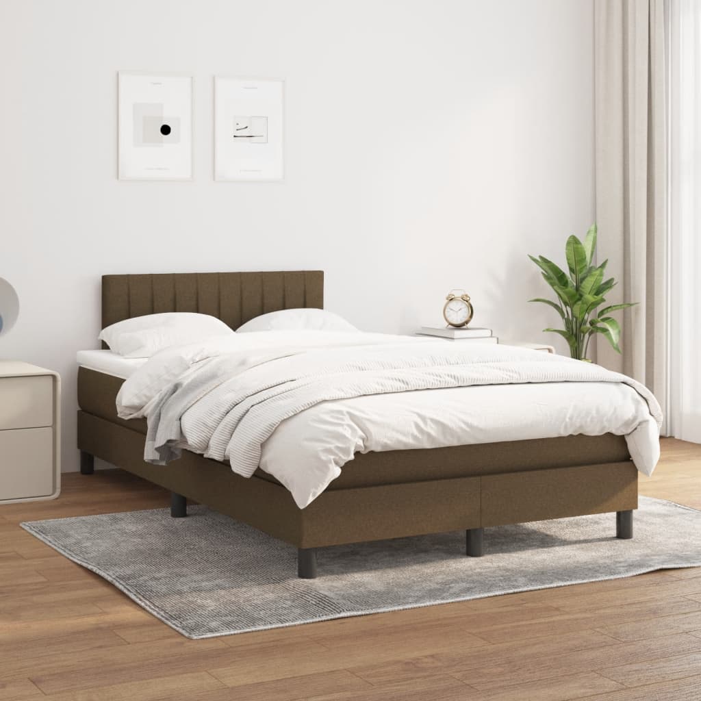Sommier à lattes de lit et matelas marron foncé 120x190cm tissu - XIOS