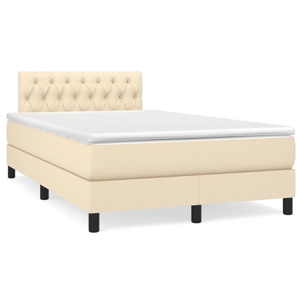 Sommier à lattes de lit avec matelas crème 120x190 cm tissu - XIOS