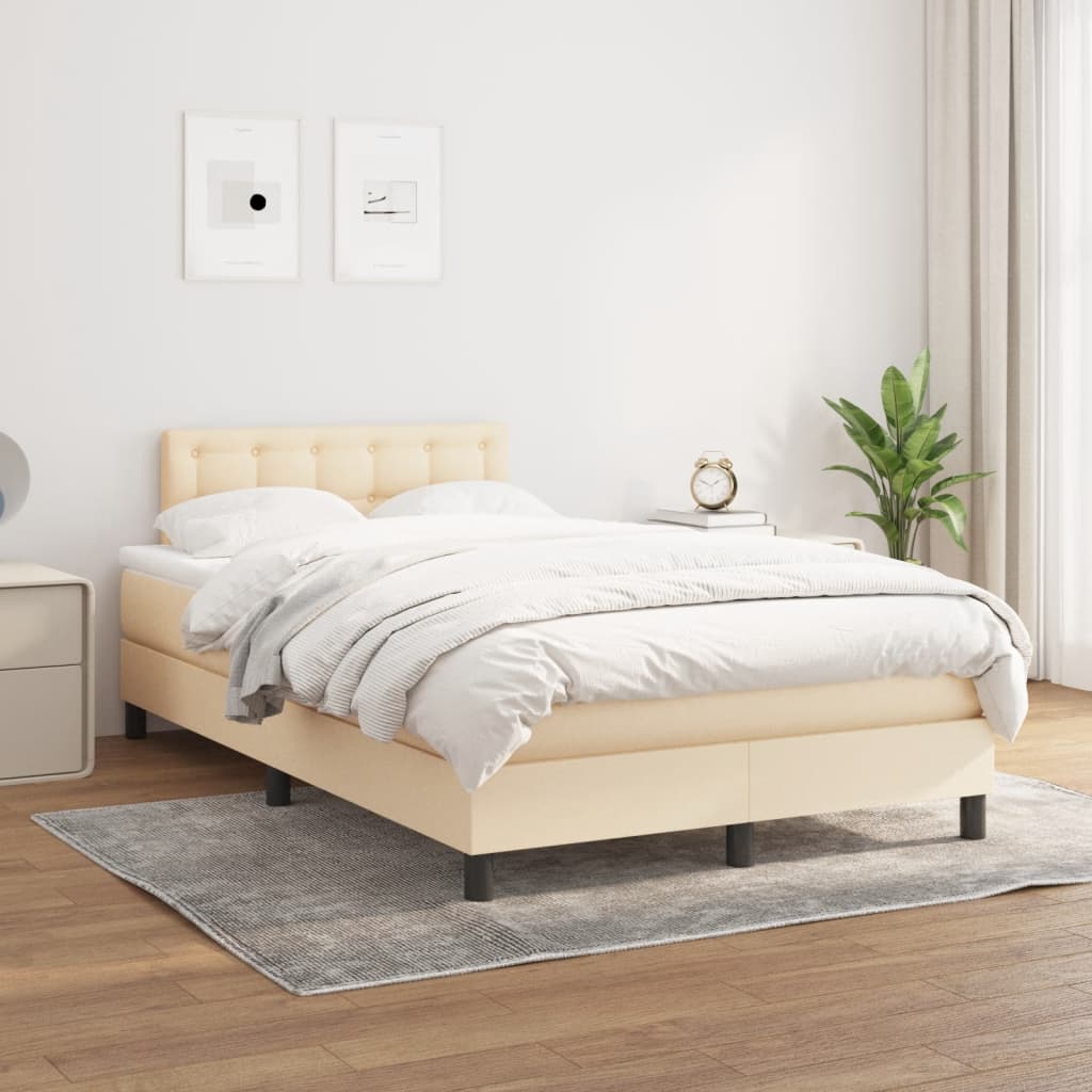 Sommier à lattes de lit avec matelas crème 120x190 cm tissu - XIOS