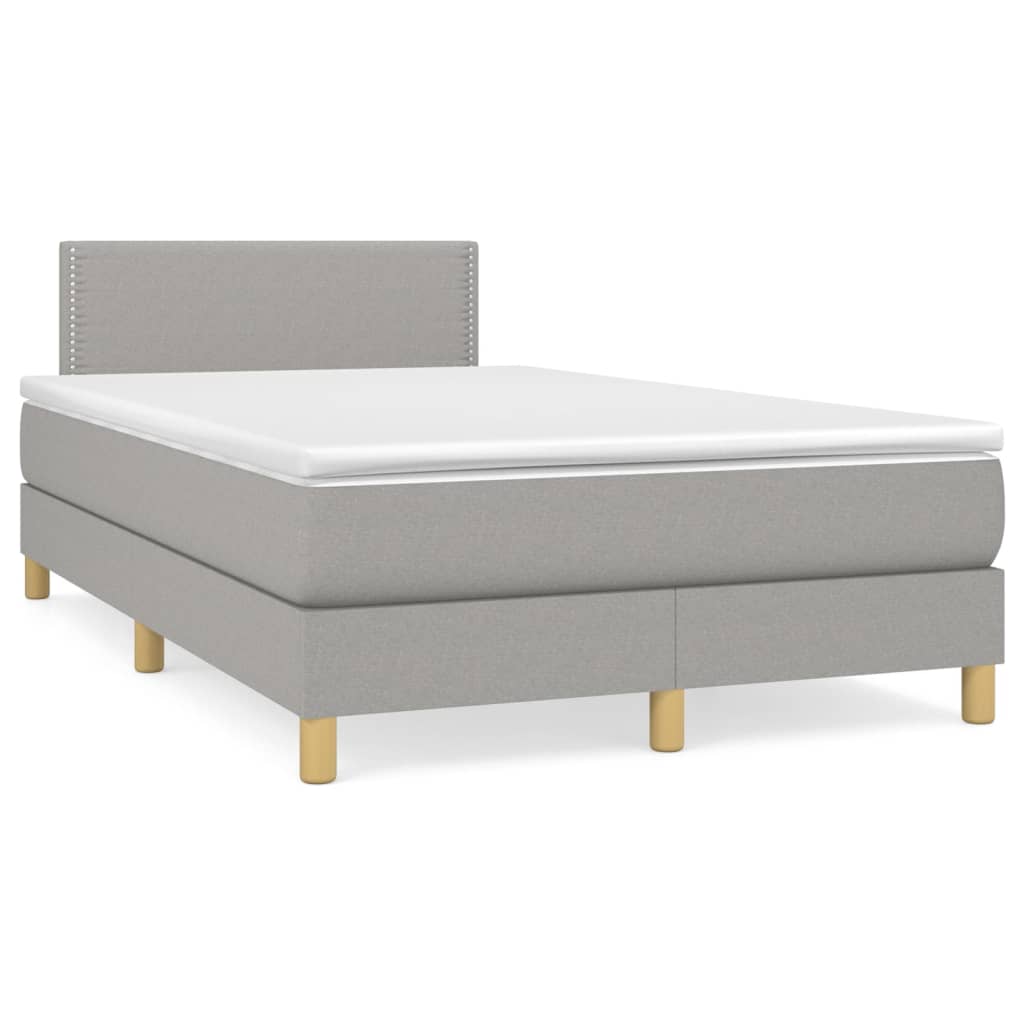 Sommier à lattes de lit et matelas gris clair 120x190 cm tissu - XIOS