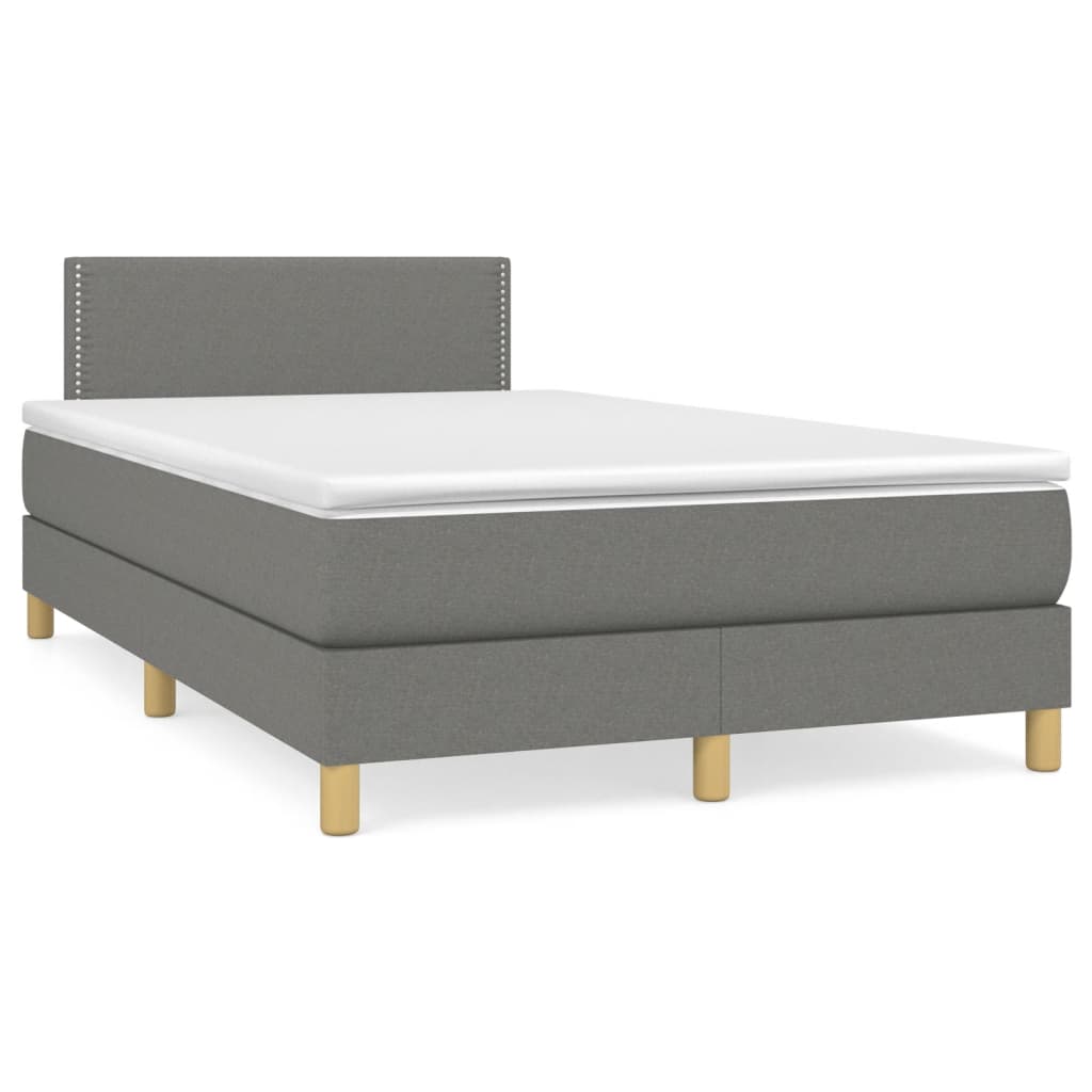 Sommier à lattes de lit avec matelas gris foncé 120x190cm tissu - XIOS