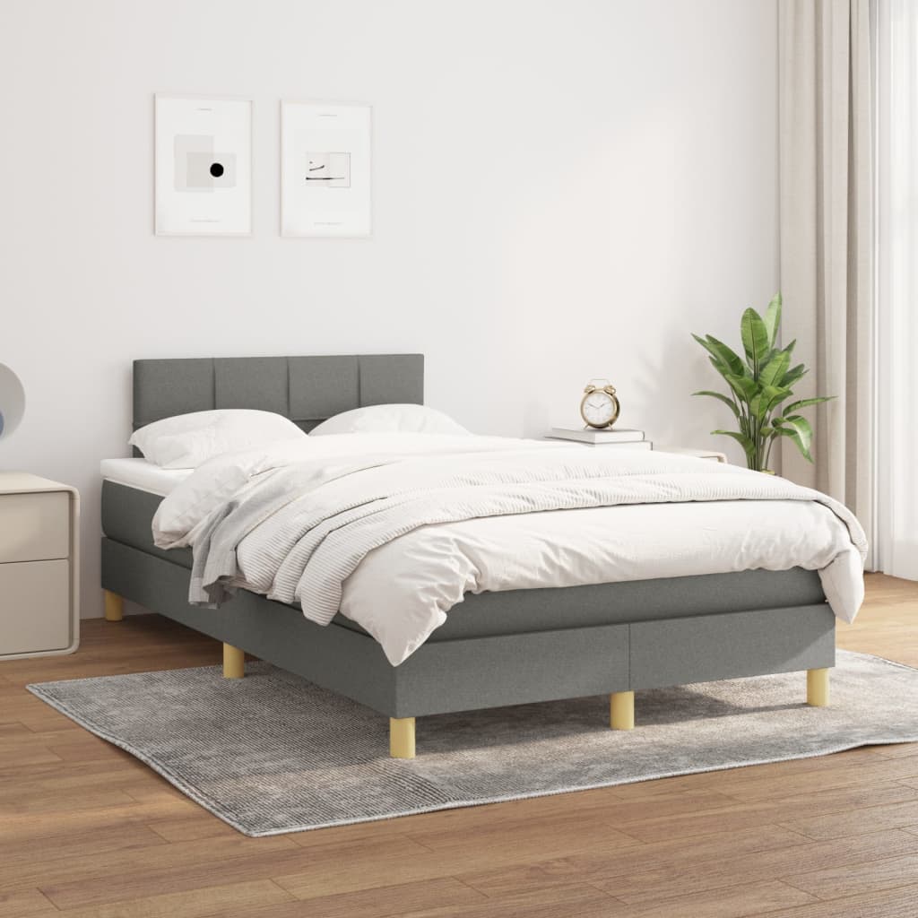 Sommier à lattes de lit avec matelas gris foncé 120x190cm tissu - XIOS