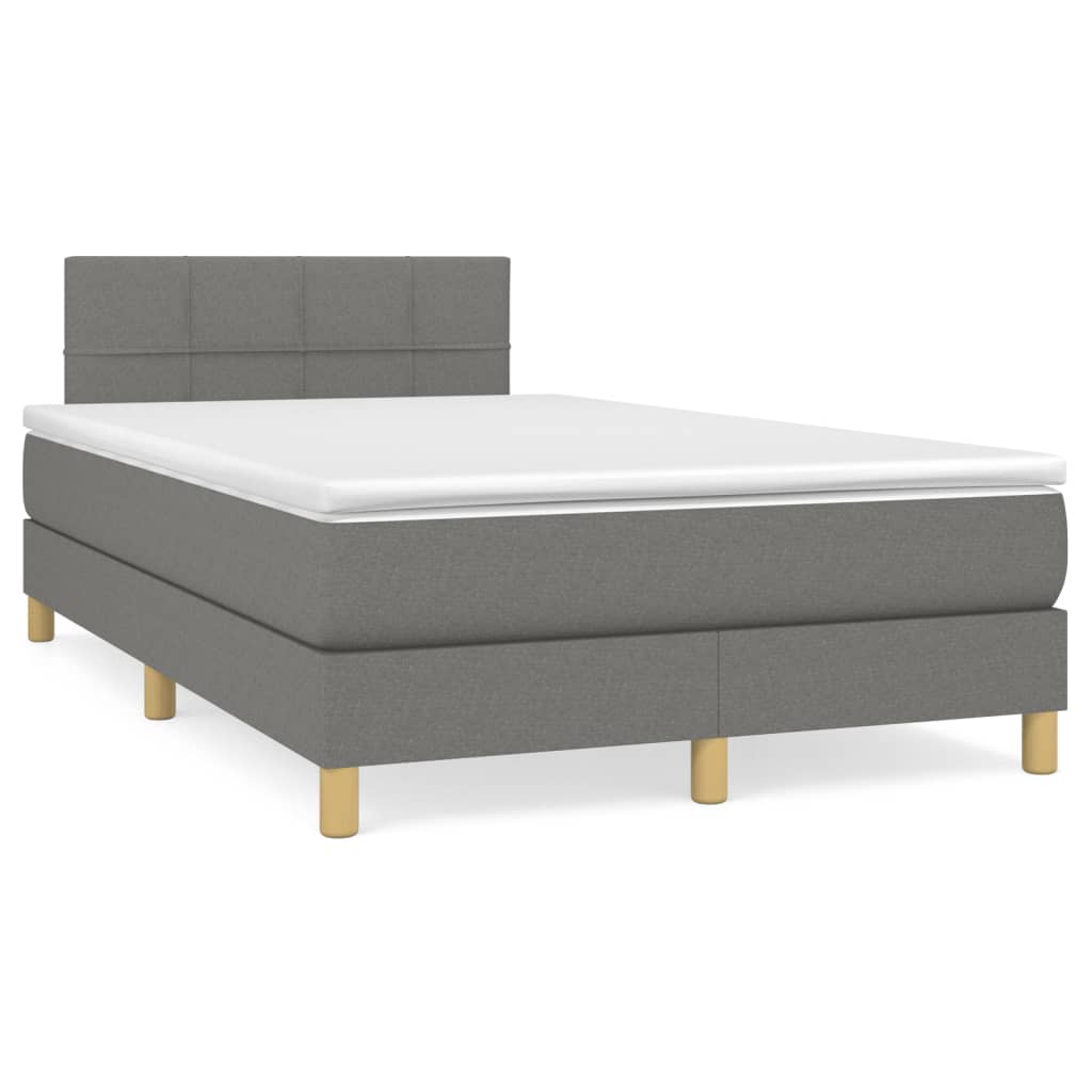 Sommier à lattes de lit avec matelas gris foncé 120x190cm tissu - XIOS