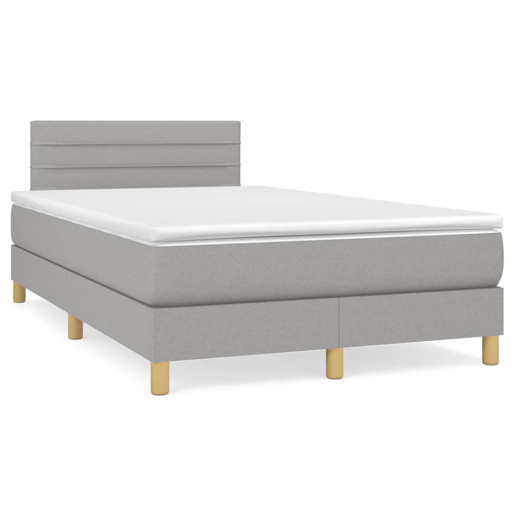 Sommier à lattes de lit et matelas gris clair 120x190 cm tissu - XIOS