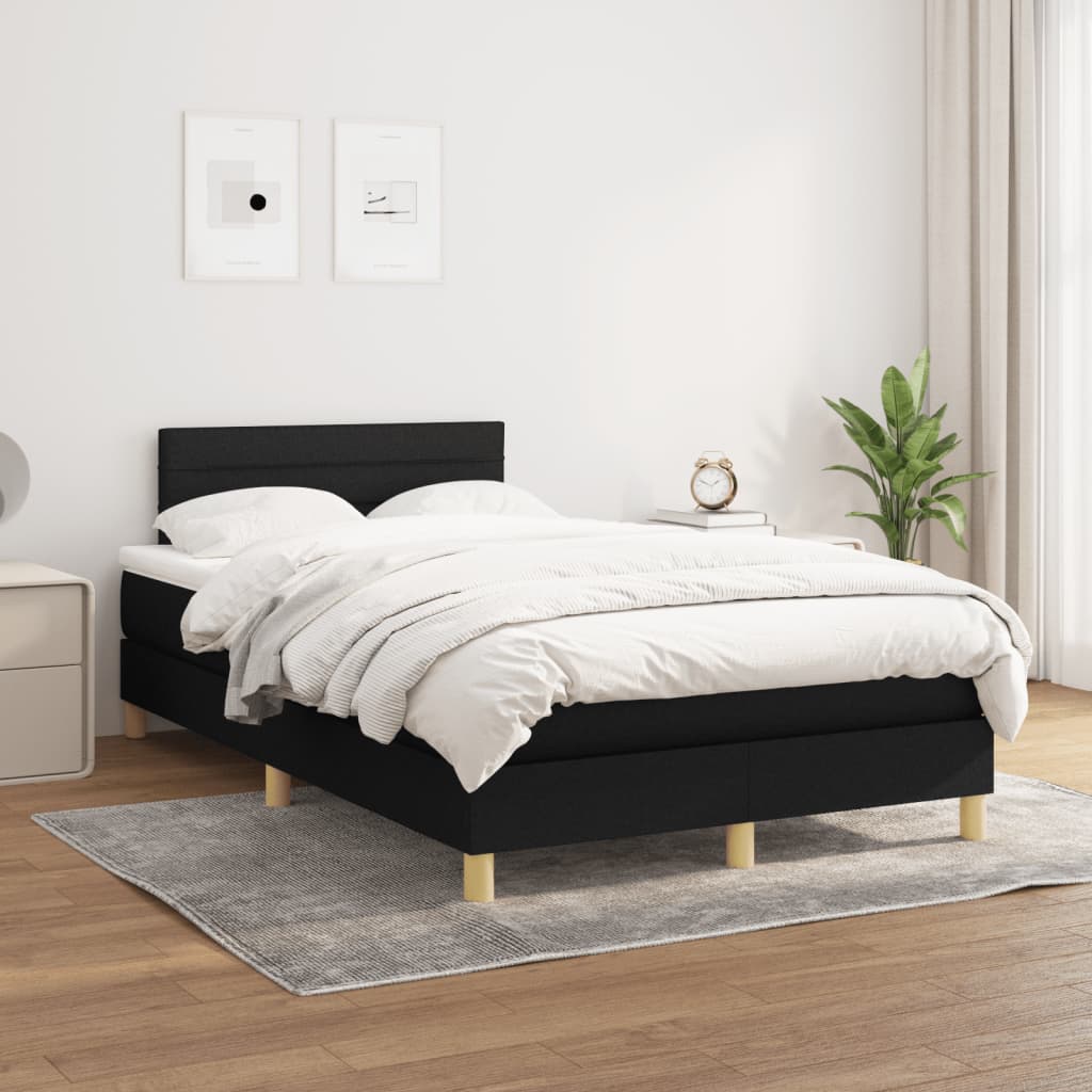 Sommier à lattes de lit avec matelas noir 120x190 cm tissu - XIOS