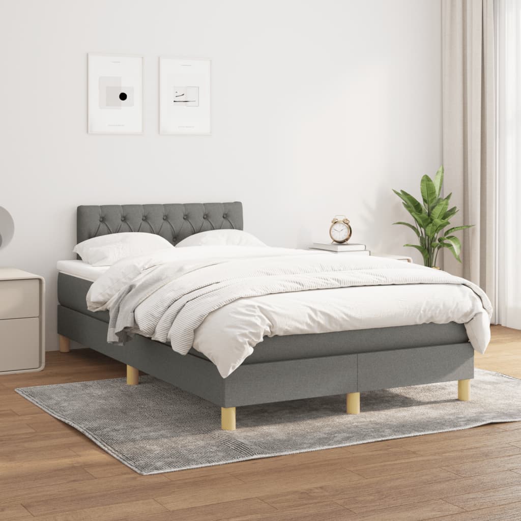 Sommier à lattes de lit avec matelas gris foncé 120x190cm tissu - XIOS