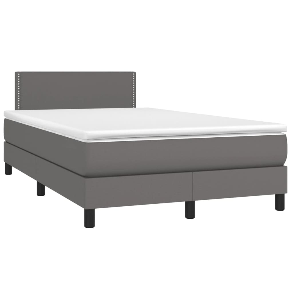Sommier à lattes de lit avec matelas gris 120x190 cm similicuir - XIOS