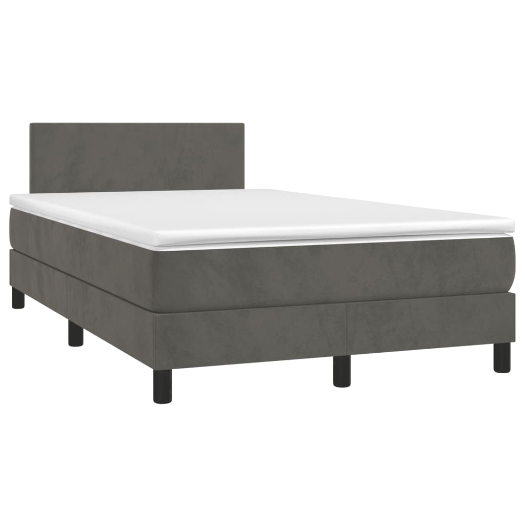 Sommier à lattes de lit et matelas gris foncé 120x190cm velours - XIOS