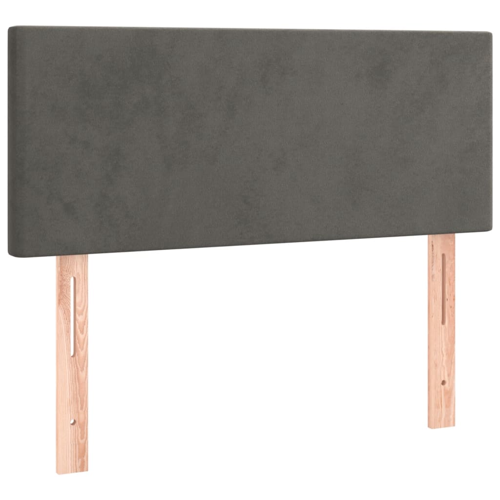 Sommier à lattes de lit et matelas gris foncé 120x190cm velours - XIOS