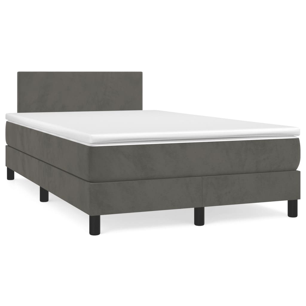 Sommier à lattes de lit et matelas gris foncé 120x190cm velours - XIOS